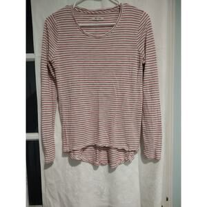 Madewell Women's White Red Stripe Long Sleeve T-Shirt Small
